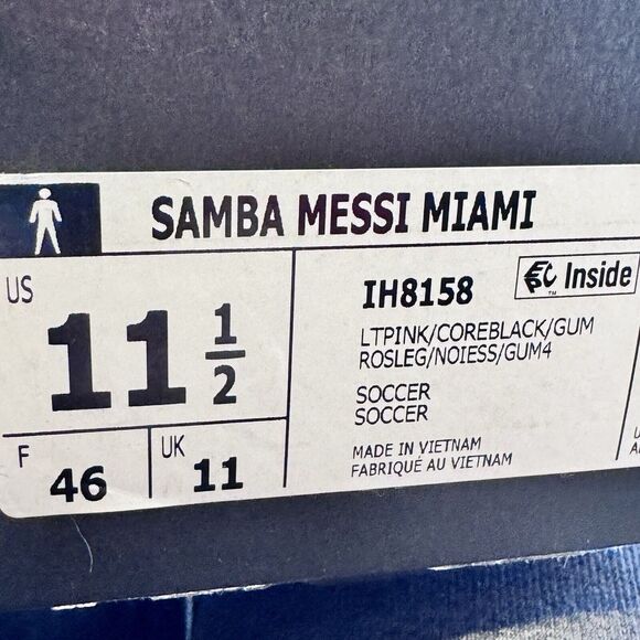 Messi adidas Samba Sneakers Miami MLS Retro Originals Pink/Blk/Gum Sz 11.5 New main image 7